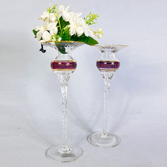 Coppia di candelieri in vetro stile murano porta candela candelabro vintage Vetri e Cristalli