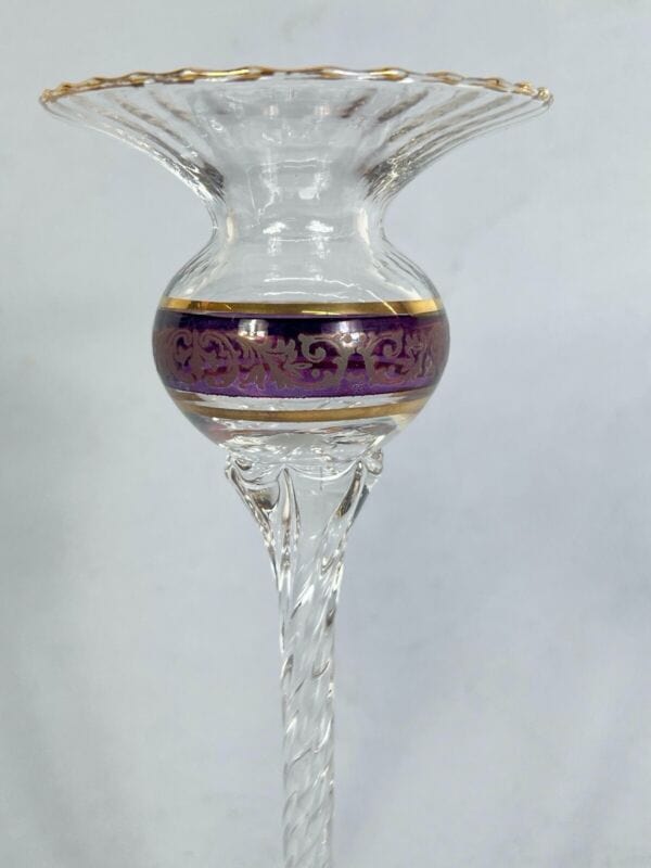 Coppia di candelieri in vetro stile murano porta candela candelabro vintage Vetri e Cristalli