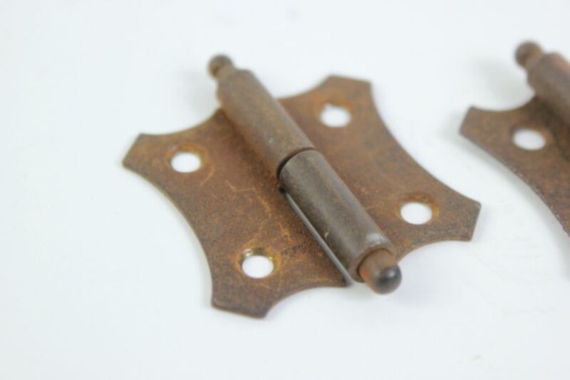 Coppia di cerniere vintage in ferro  ferramenta d'epoca per mobile specchio Restauro