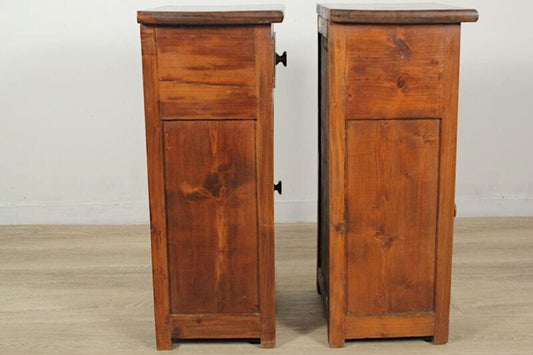 COPPIA DI COMODINI ANTICHI IN LEGNO COMODINO ARTE POVERA VINTAGE USATI Arredamento