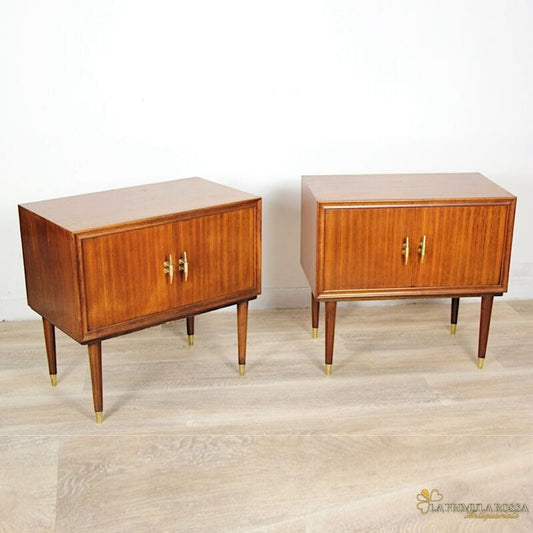 Coppia di comodini antichi in legno comodino Vintage anni '50 60 modernariato Arredamento