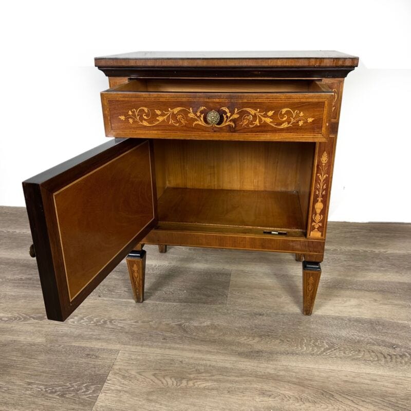 Coppia di Comodini antichi in stile LUIGI XVI 900 mobiletti legno intarsiato Arredamento