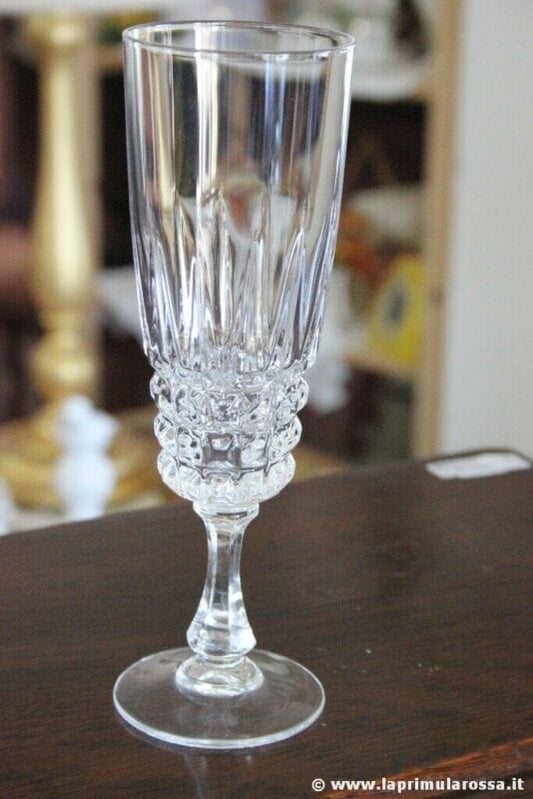 COPPIA DI FLUTES VINTAGE IN VETRO Hcm 18 - BICCHIERE CALICE SPUMANTE ANNI '70 Vetri e Cristalli