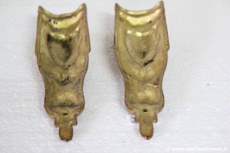 COPPIA DI FREGI ANTICHI IN BRONZO H cm14 x MOBILE PAIR ANTIQUE BRONCE DECORATION Restauro