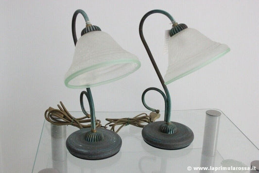 COPPIA DI LAMPADE DA TAVOLO RETRO'  ABAT JOURS  TWO VINTAGE ITALIAN ABAT JOURS Lampade Appliques