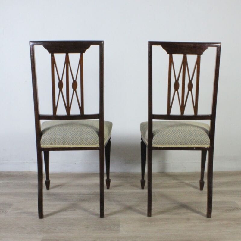 Coppia Sedie antiche in legno intarsiate stile inglese '900 da studio ingresso Arredamento
