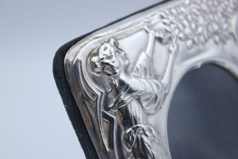 Cornice portafoto in argento 925 vintage portaritratto rotondo stile art noveau Sheffield & Argento