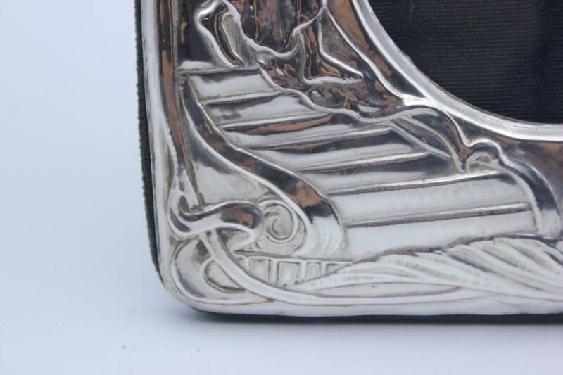Cornice portafoto in argento 925 vintage portaritratto rotondo stile art noveau Sheffield & Argento