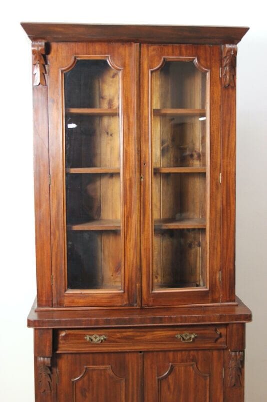 Credenza antica mobile libreria vetrina d'epoca 800 inglese in legno di noce Arredamento
