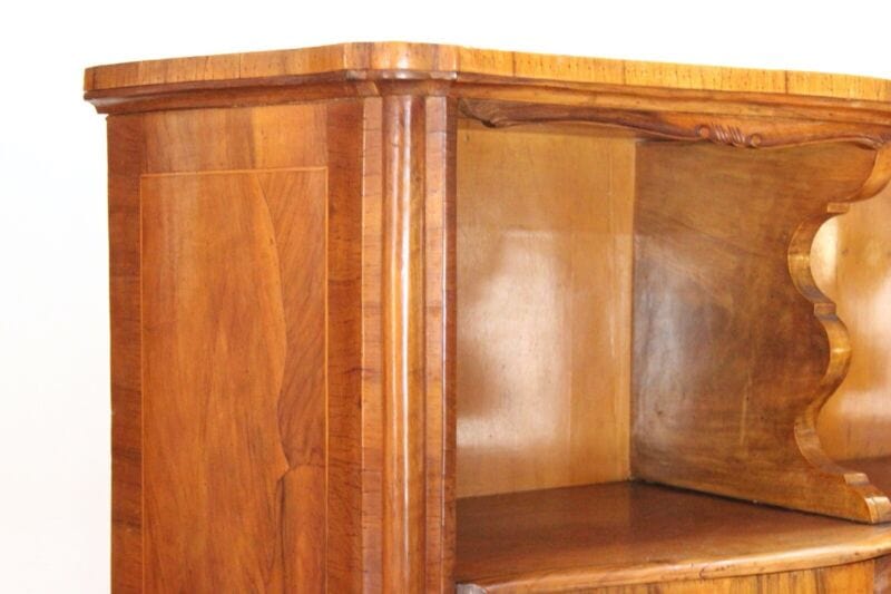 Credenza antica vintage mobile libreria anni 50 in legno radica chiara di noce Arredamento