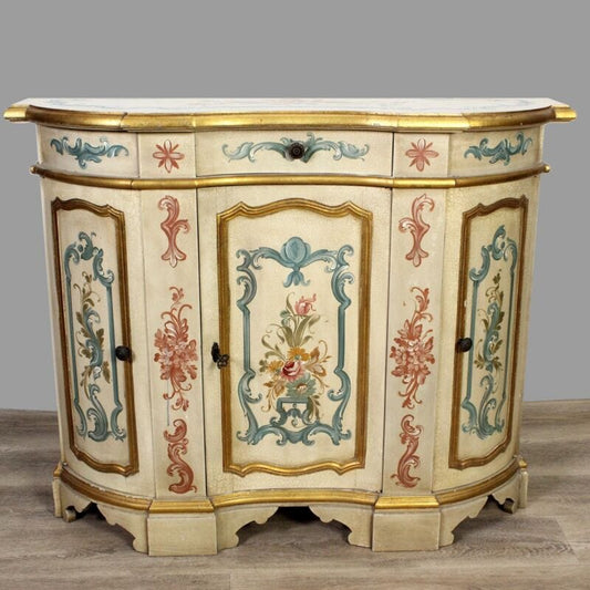 Credenza servante veneziana mobile stile antico servantino laccato e dipinto Arredamento