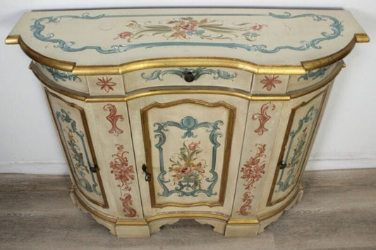 Credenza servante veneziana mobile stile antico servantino laccato e dipinto Arredamento