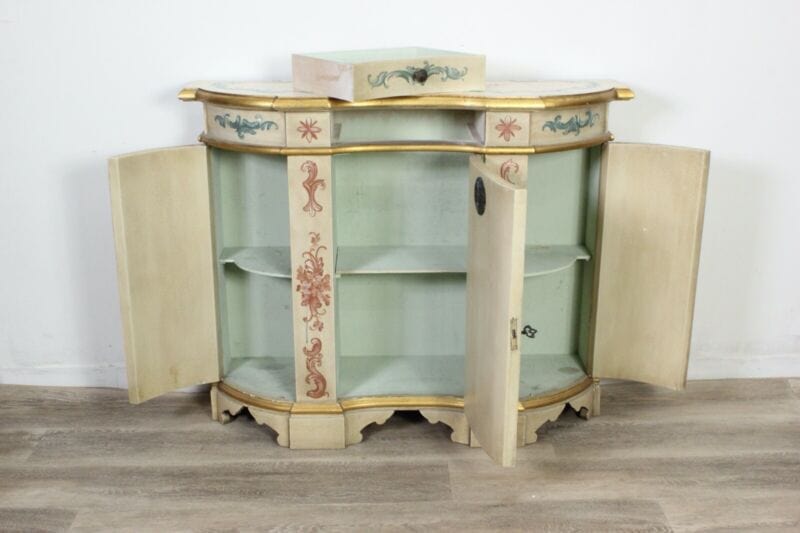 Credenza servante veneziana mobile stile antico servantino laccato e dipinto Arredamento