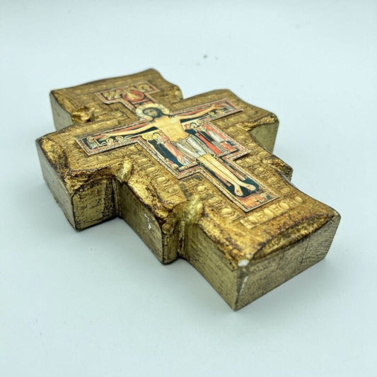 Crocifisso stile antico Icona Croce di San Damiano in legno crocefisso da parete Oggetti sacri - rosari