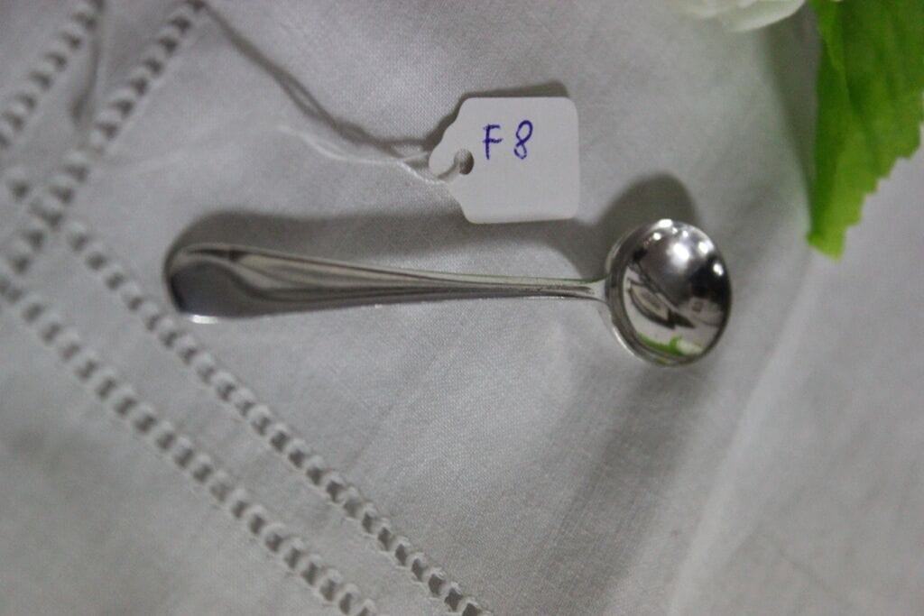 CUCCHIAINO ANTICO IN SILVER PLATED x MUSTARDA L.cm 8,5 /  VINTAGE  SALT SPOON Sheffield & Argento