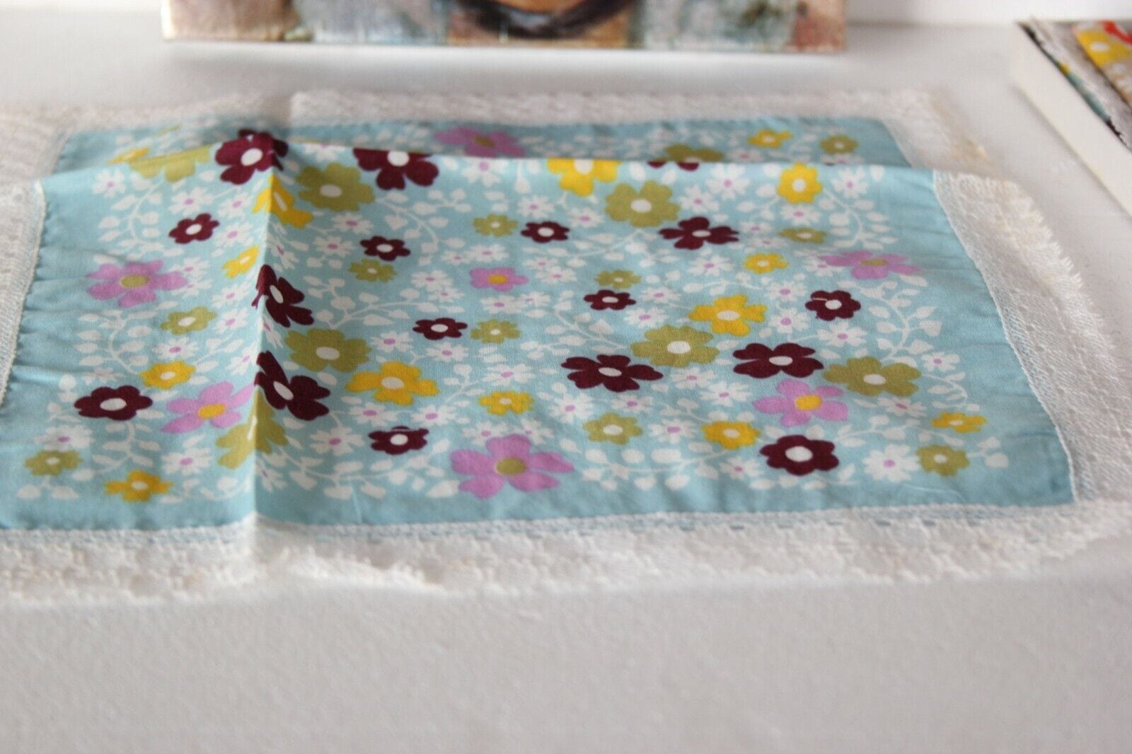 DIECI FAZZOLETTI VINTAGE COTONE A FIORI DA DONNA  WINKLER SCATOLA ORIGINALE Corredo Pizzi e Tessuti