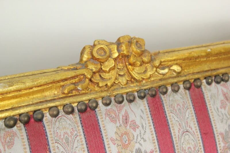Divani Antico 3 posti stile Luigi XV in legno dorato oro grande divanetto sofà Arredamento
