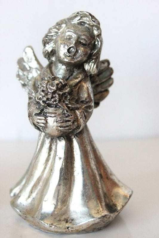 DUE ANGELI VINTAGE LAMINATI ARGENTO H CM 9,5 ANGIOLETTO  COPPIA CHERUBINI Sheffield & Argento