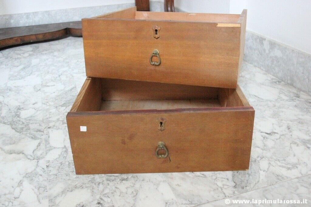 DUE CASSETTI D'EPOCA IN LEGNO L.cm 47 TECA CASSETTO TWO VINTAGE WOODEN DRAWERS Scatole in legno