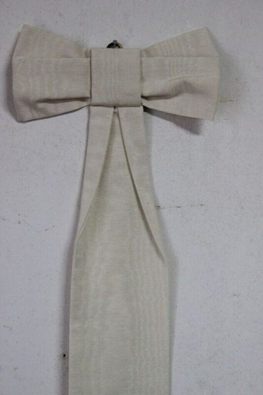 FIOCCO DECORATIVO VINTAGE IN TESSUTO MOIRE h cm 127 CRAVATTA IN STOFFA DA PARETE Corredo Pizzi e Tessuti