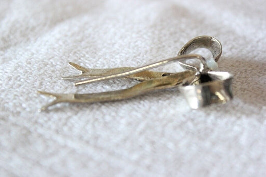 FIOCCO VINTAGE IN ARGENTO / SPILLA / CIONDOLO H cm 4,5 Sheffield & Argento