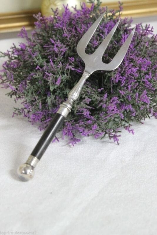 FORCHETTA ANTICA INGLESE IN SHEFFIELD x PANE VICTORIAN SILVER PLATE BREAD FORK Sheffield & Argento
