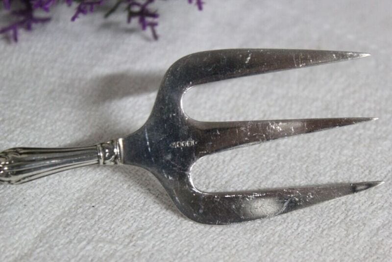 FORCHETTA ANTICA INGLESE IN SHEFFIELD x PANE VICTORIAN SILVER PLATE BREAD FORK Sheffield & Argento