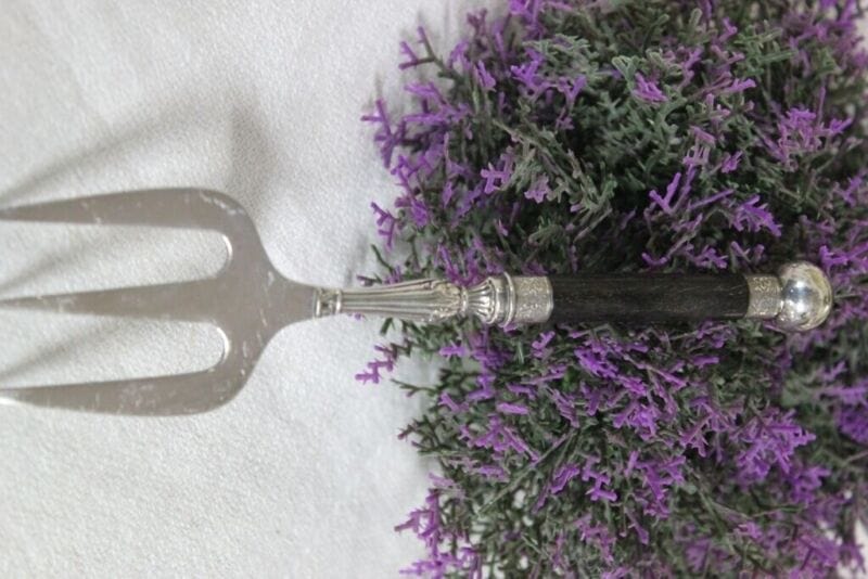 FORCHETTA ANTICA INGLESE IN SHEFFIELD x PANE VICTORIAN SILVER PLATE BREAD FORK Sheffield & Argento