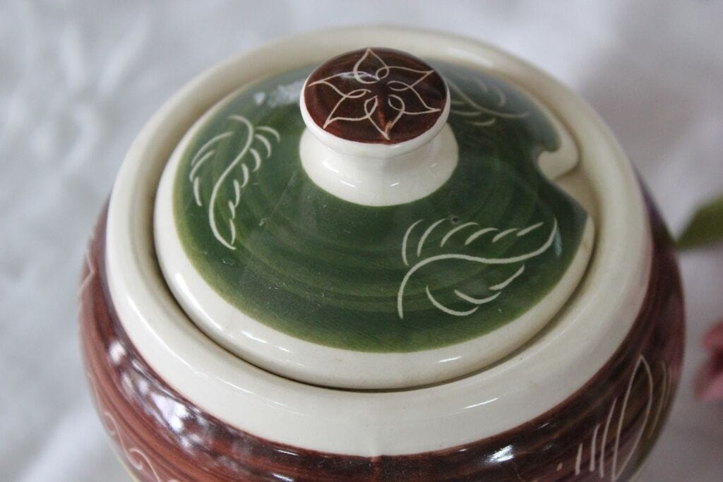 FORMAGGIERA D'EPOCA IN CERAMICA VINTAGE DRAGON POTTERY SUGAR BOWL  JAR POT Ceramiche e Porcellane
