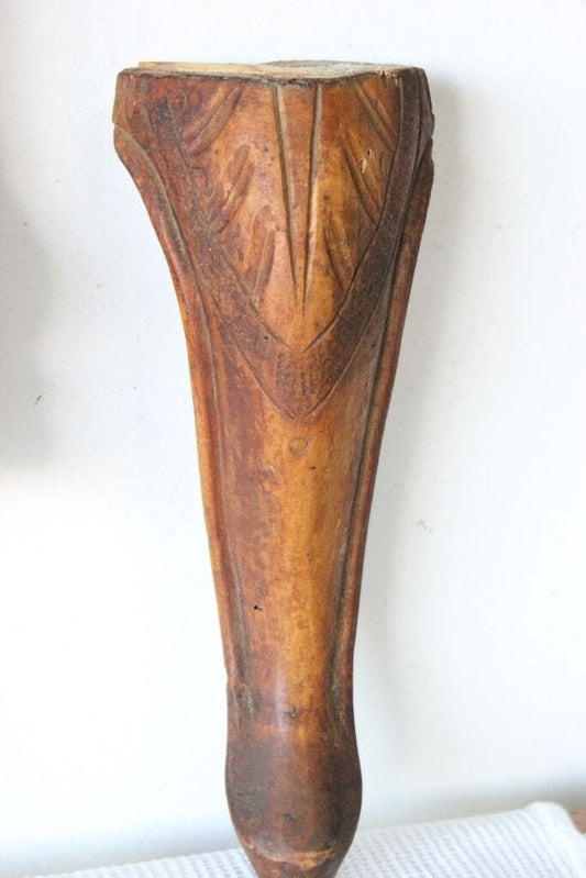 GAMBA ANTICA IN LEGNO H 25 CM - VECCHIO PIEDE CHIPPENDALE PER RESTAURO MOBILI Restauro