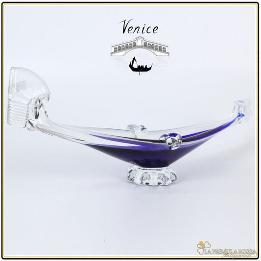 Gondola in vetro blu di murano souvenir Venezia Italia anni 50 60 nave barca Vintage