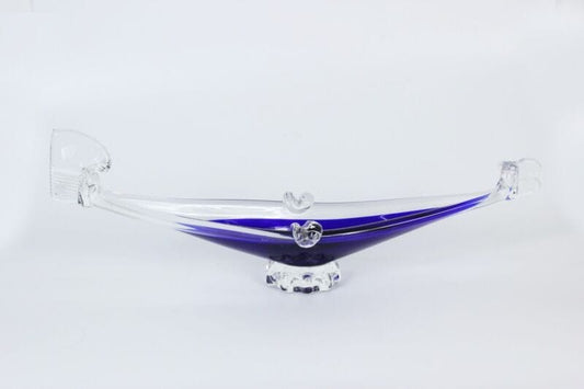 Gondola in vetro blu di murano souvenir Venezia Italia anni 50 60 nave barca Vintage