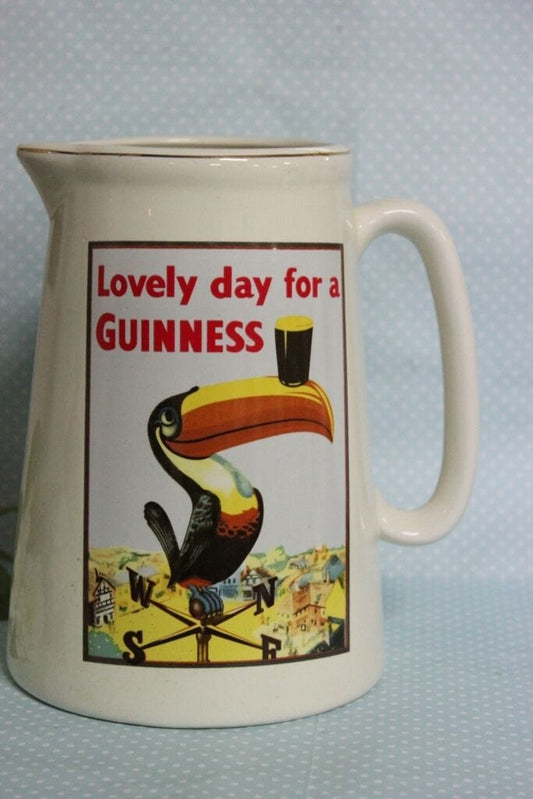 GRANDE BROCCA VINTAGE IN CERAMICA BIRRA GUINNESS H cm22 / BOCCALE D'EPOCA Birra & dintorni