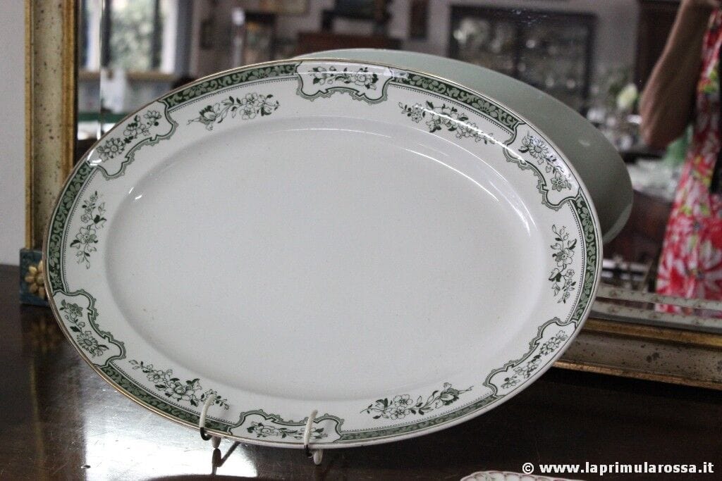 GRANDE PIATTO VASSOIO ANTICO IN CERAMICA FORMA OVALE L.cm 46 - PIATTO INGLESE Ceramiche e Porcellane