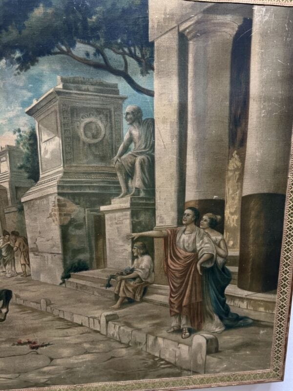 Grande Quadro stile antico dipinto a ad olio su tela stampa Napoli scena Pompei Quadri