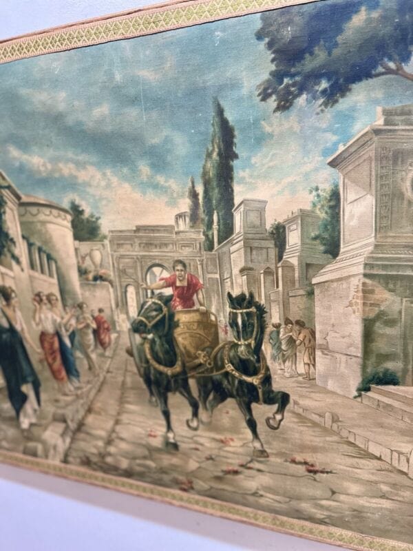 Grande Quadro stile antico dipinto a ad olio su tela stampa Napoli scena Pompei Quadri