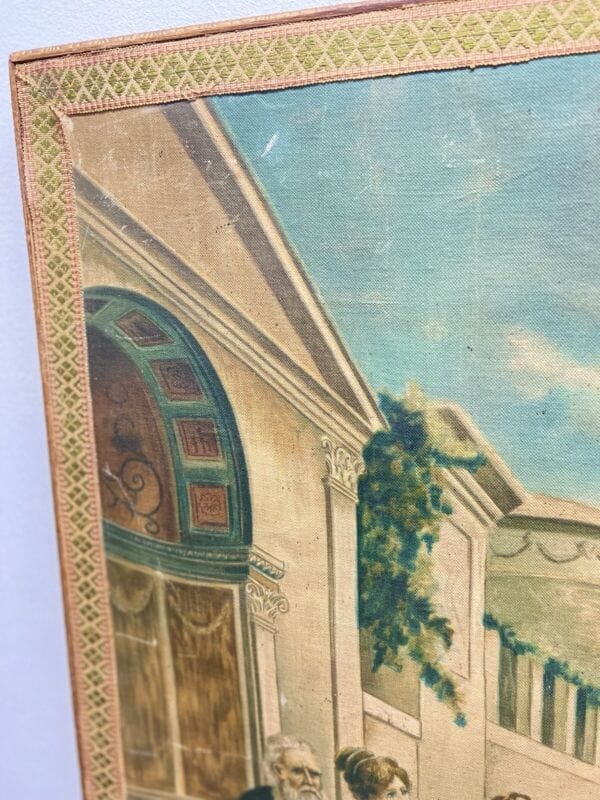 Grande Quadro stile antico dipinto a ad olio su tela stampa Napoli scena Pompei Quadri