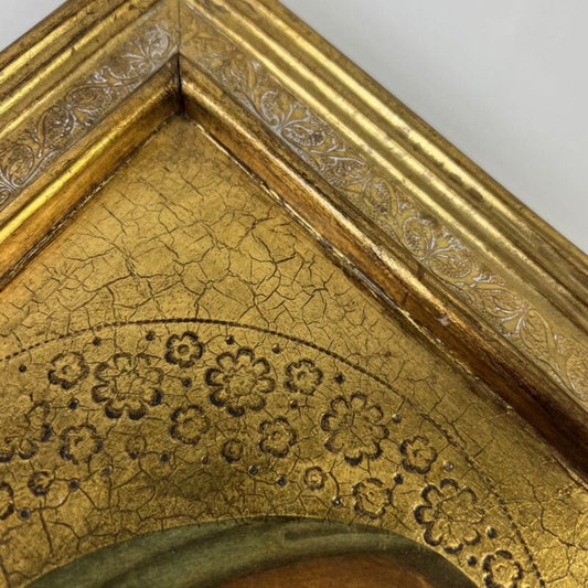 Icona antica religiosa sacra in legno dorato Madonna del Cardellino di Raffaello Oggetti sacri - rosari