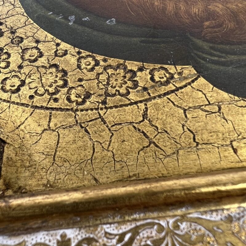 Icona antica religiosa sacra in legno dorato Madonna del Cardellino di Raffaello Oggetti sacri - rosari