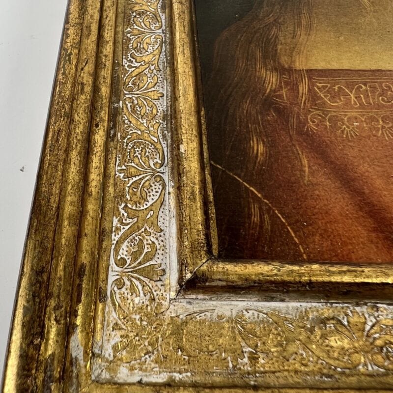 Icona antica religiosa sacra in legno dorato Madonna del Cardellino di Raffaello Oggetti sacri - rosari