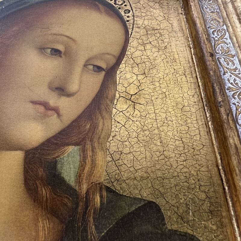 Icona antica religiosa sacra in legno dorato Madonna del Cardellino di Raffaello Oggetti sacri - rosari