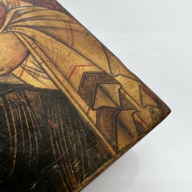 Icona antica religiosa sacra in legno Madonna di San Bernardino con Bambino Oggetti sacri - rosari