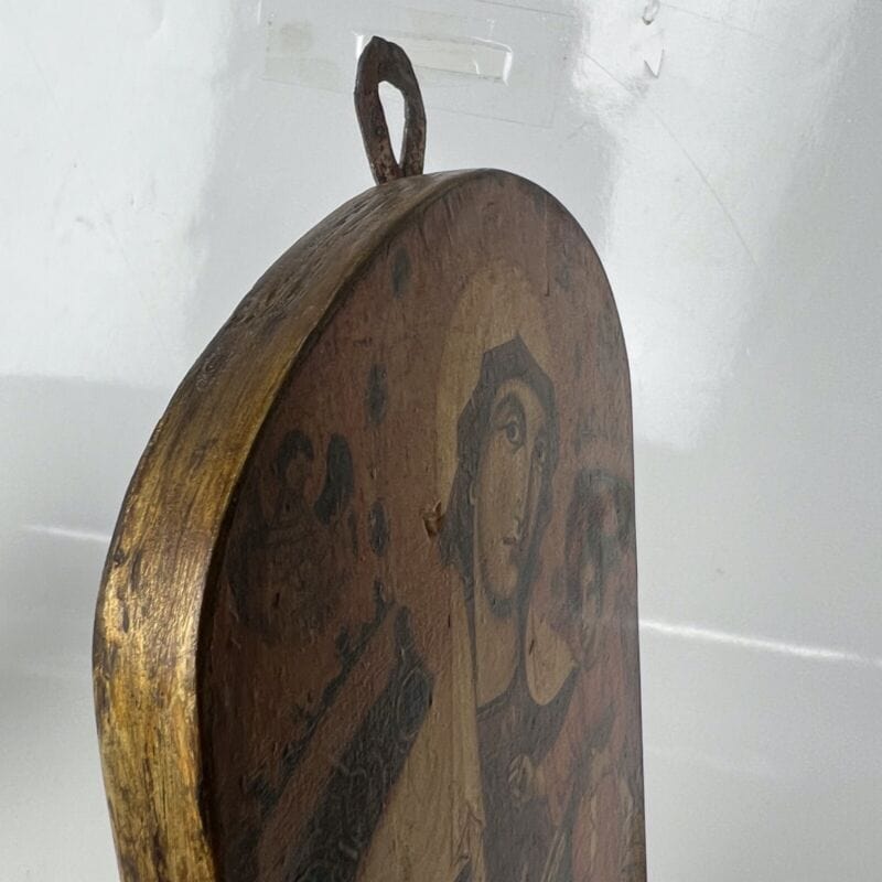 Icona antica religiosa sacra in legno Madonna di San Bernardino con Bambino Oggetti sacri - rosari