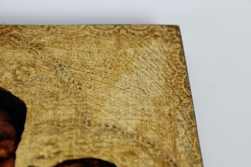 Icona religiosa Sant Antonio stampa su tavola in legno oro vintage stile antico Oggetti sacri - rosari