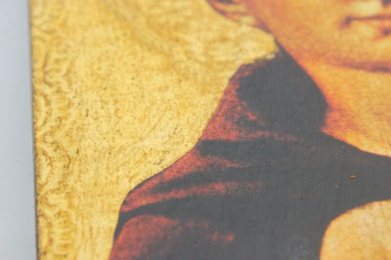 Icona religiosa Sant Antonio stampa su tavola in legno oro vintage stile antico Oggetti sacri - rosari