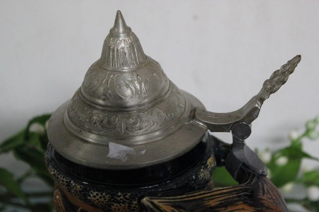 JAGER FREUD DIE GRUNE HEID BOCCALE D'EPOCA IN CERAMICA MANICO CON VOLPE H CM 24 Birra & dintorni