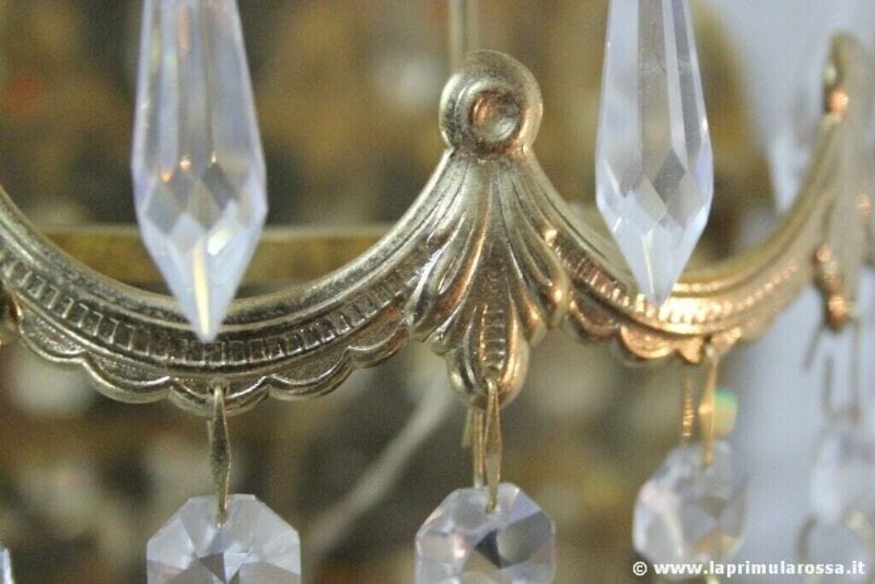 LAMPADA APPLIQUE D'EPOCA IN ORO E STRASS SWAROVSKI CRYSTAL ITALIAN VINTAGE SCONE Lampade Appliques