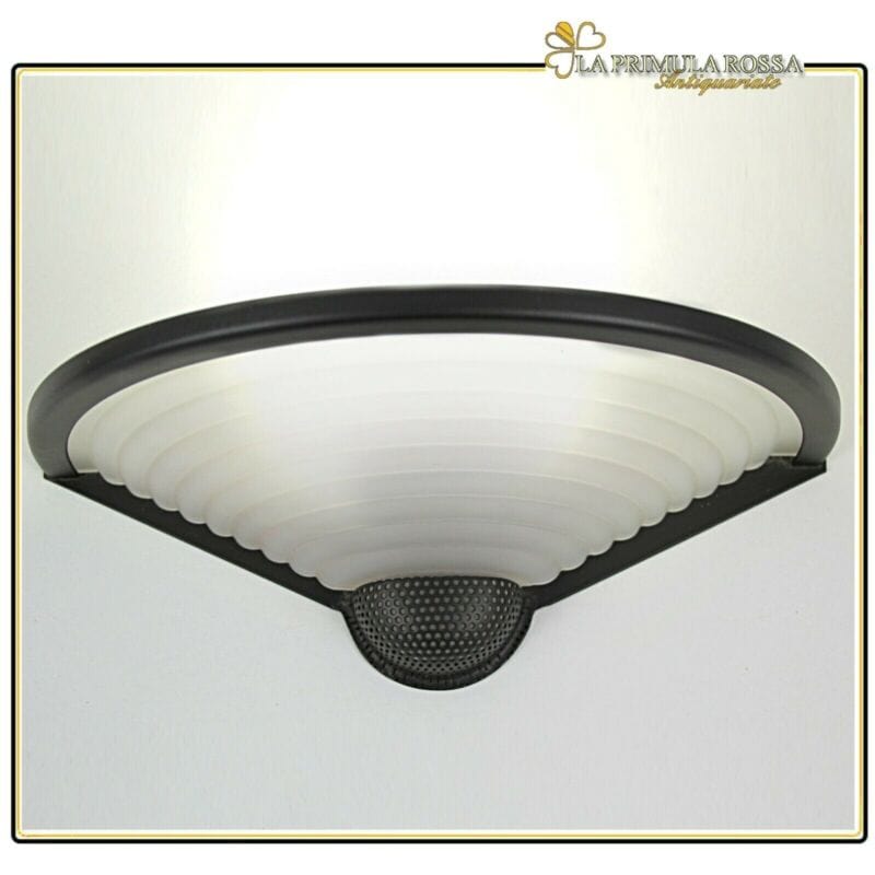 Lampada da parete applique in vetro Murano modernariato satinato bianco nero Lampade Appliques