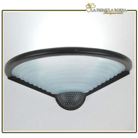 Lampada da parete applique in vetro Murano modernariato satinato celeste nero Lampade Appliques
