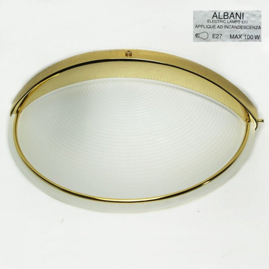 Lampada da parete applique mezzaluna in vetro satinato ALBANI modernariato oro Lampade Appliques